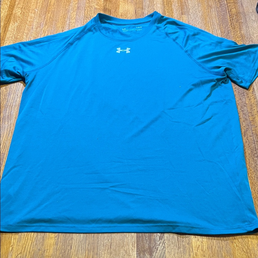 Under Armour Men Large Teal‎ Loose HeatGear Short Sleeve Crew Neck Shirt